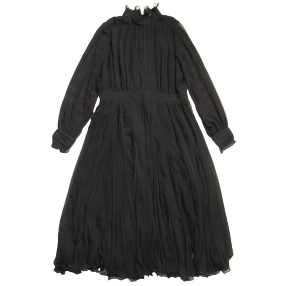 NWT Polo Ralph Lauren Anabelle Midi in Black Georgette Pleated Dress 14 $498 - Picture 2 of 10